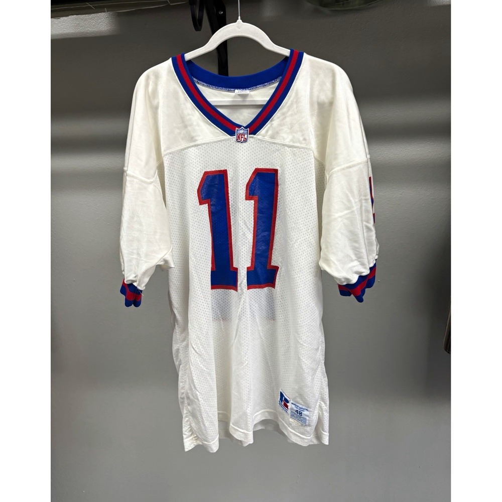 Vtg 1990s Phil Simms NY Giants Away Jersey #11 Russell Athletic Made USA Size 48